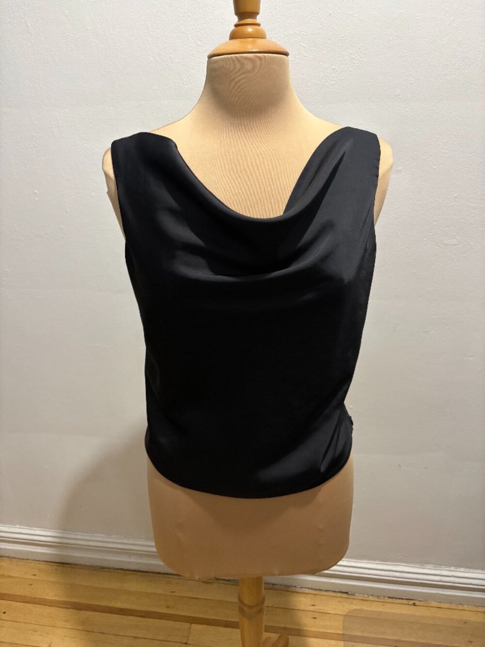 NWOT Abercrombie & Fitch satin drape front camisole back top in black